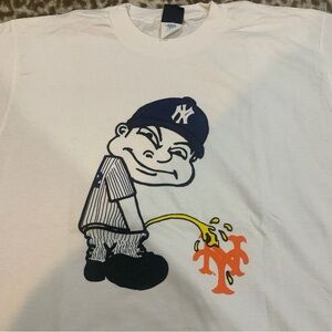 Vintage Yankees vs Mets shirt on a mickey unlimited shirt one size fits most